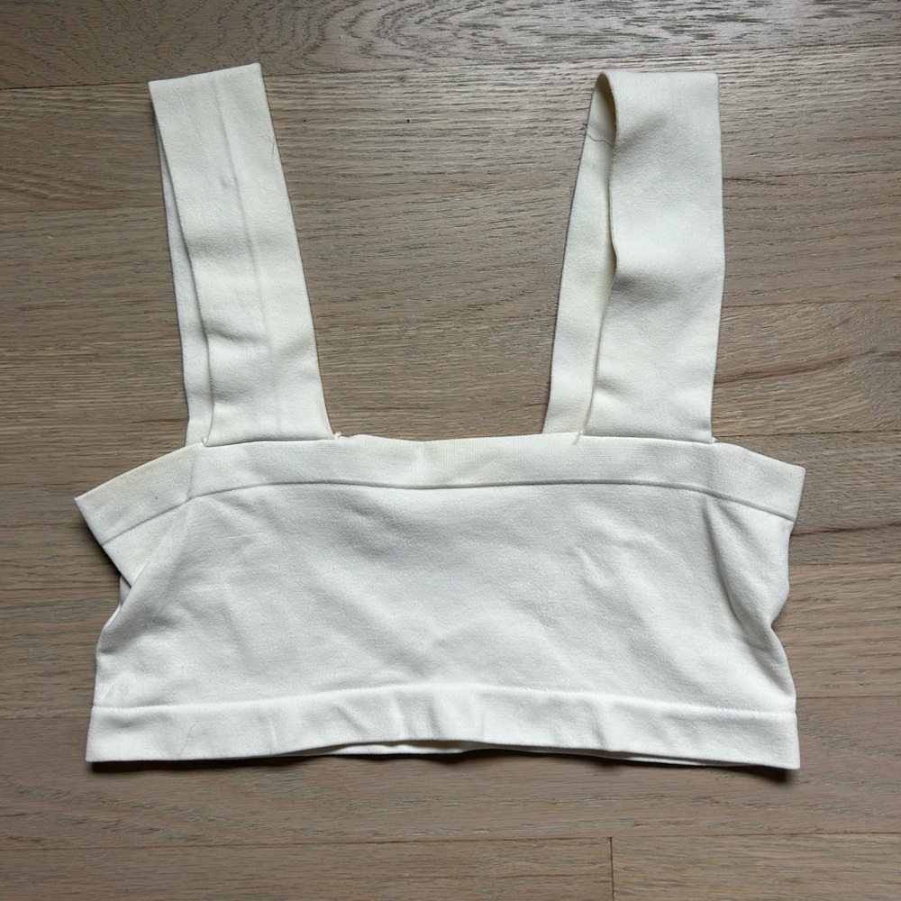 Free People Cream Bustier Crop Tank Top